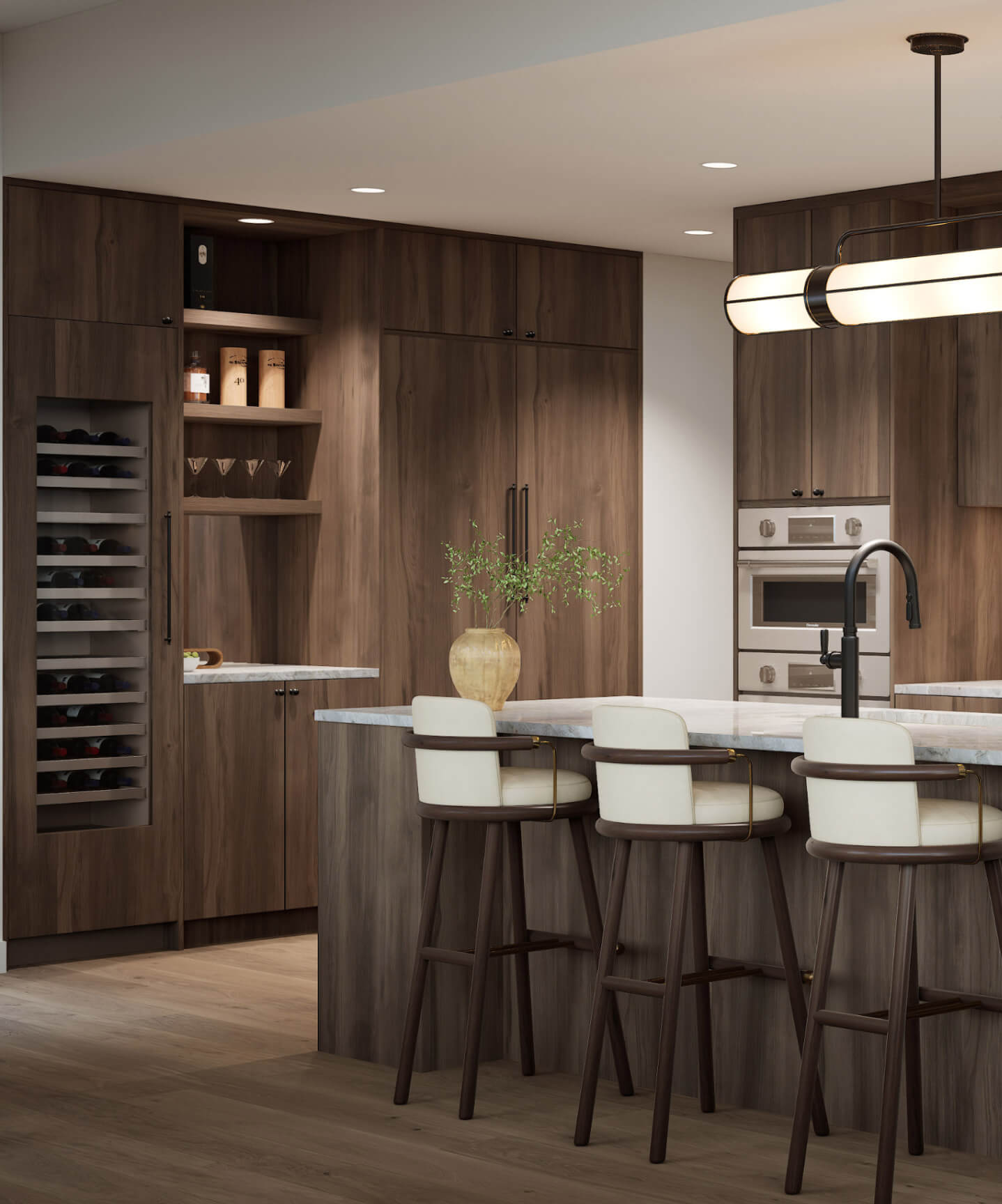 Kitchen at Viceroy Residences Austin with natural stone and premium appliances